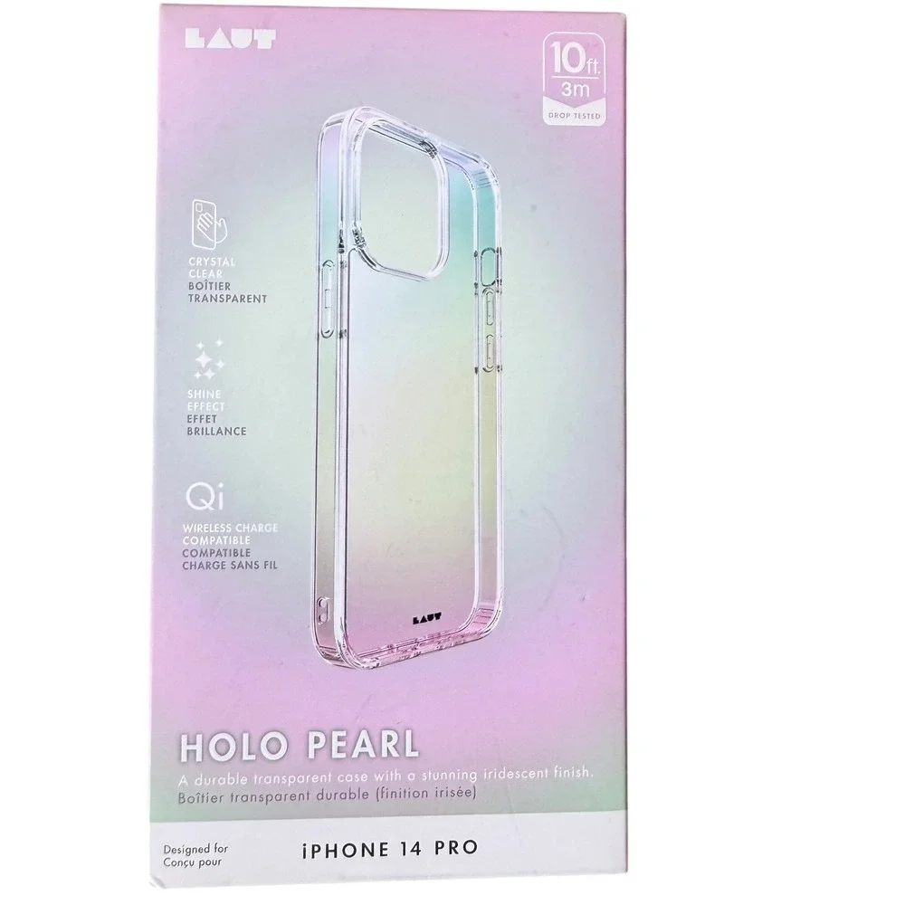 LAUT Holo Pearl iPhone 14 Pro Case Iridescent Clear‎ Protective Cover 10ft Drop